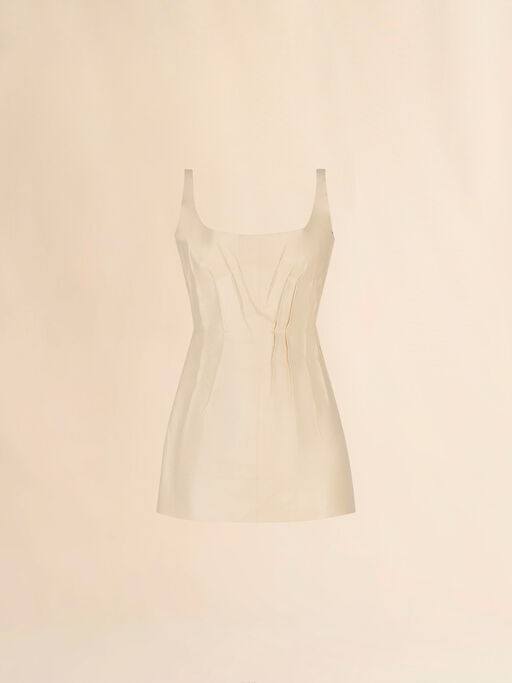 Cream nappa mini dress with darts - Dresses