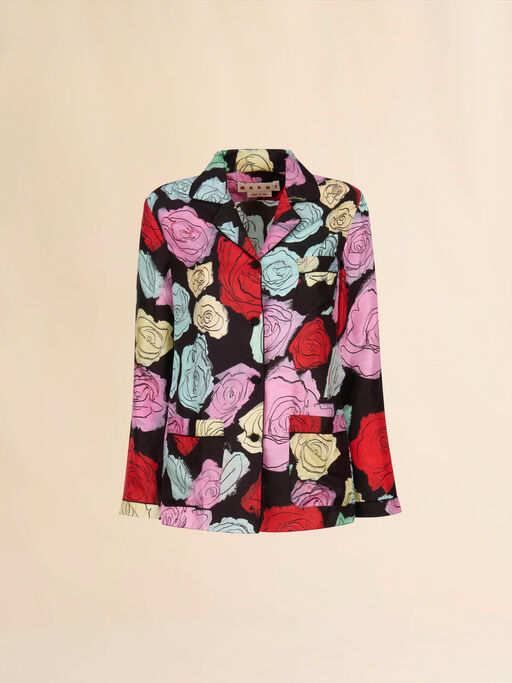 Black silk pyjama shirt with Orion print - Shirts