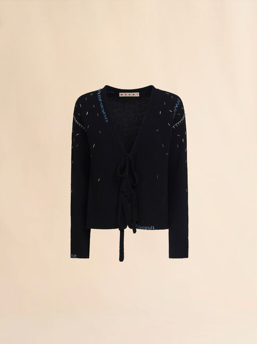 Long sleeved cardigan cashmere blend with pearl detail - Pullovers