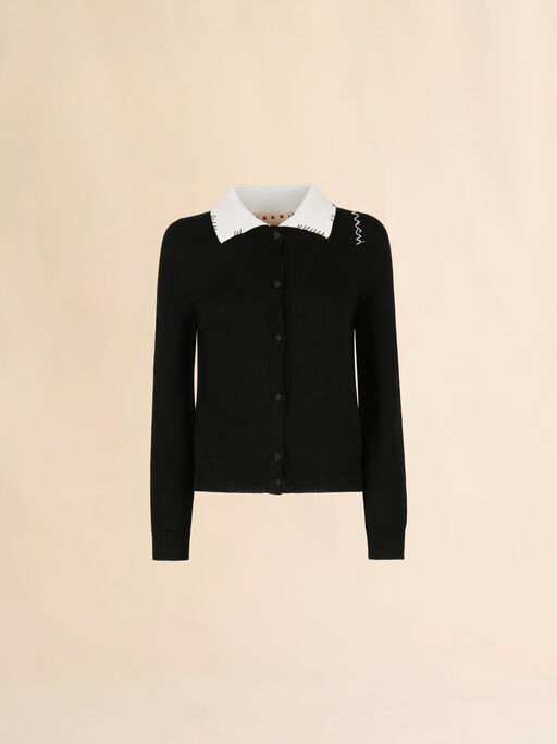 Black cotton cardigan with Marni Mending - Pullovers