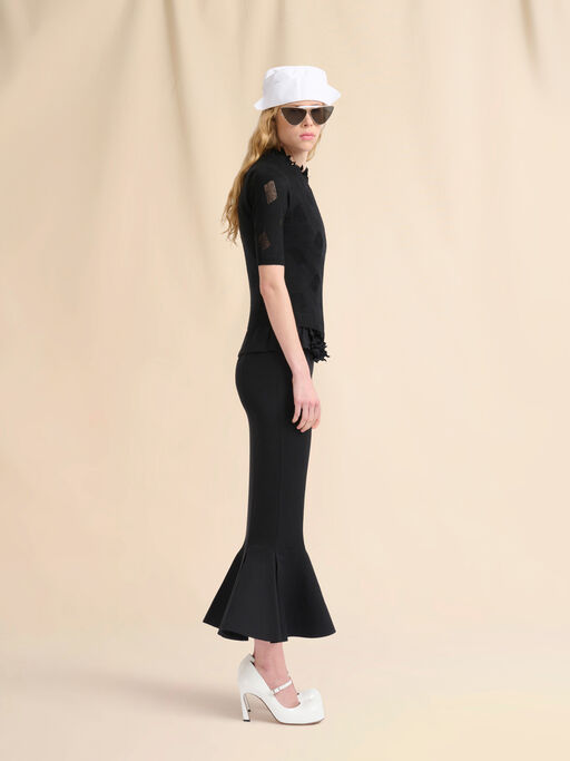 Black jersey skirt with mermaid hem - Skirts