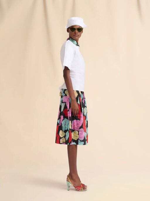 Black poplin panelled skirt with Orion print - Skirts