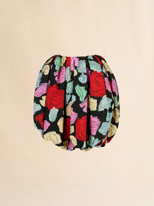 Black poplin balloon skirt with Orion print - Skirts