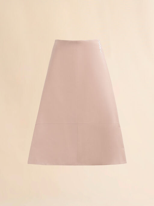 Pink nappa leather A-line skirt - Skirts
