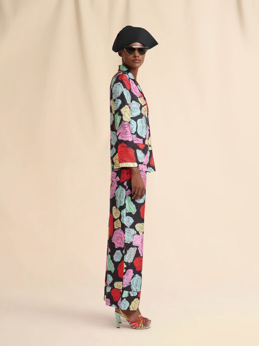 Black silk palazzo trousers with Orion print - Pants