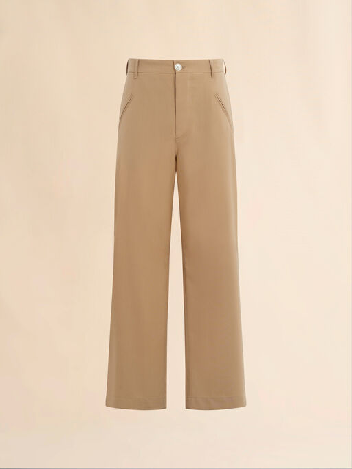Straight leg light brown trousers - Pants