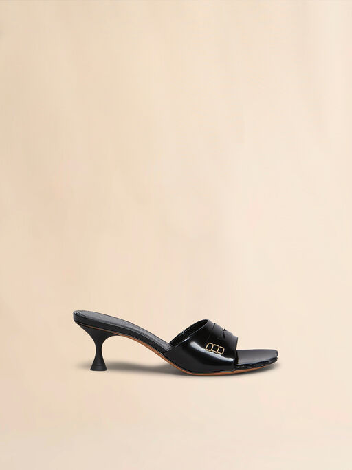 Black leather Moonlight sandal with sculpted toe - Sandals