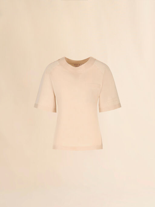 Pale peach cotton short-sleeve sweatshirt with Trunkaroo detail - T-shirts