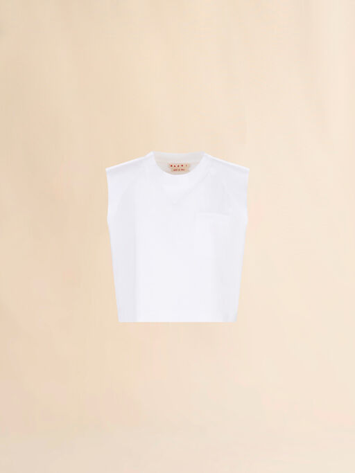 White cotton sleeveless T-shirt with Trunkaroo detail - T-shirts