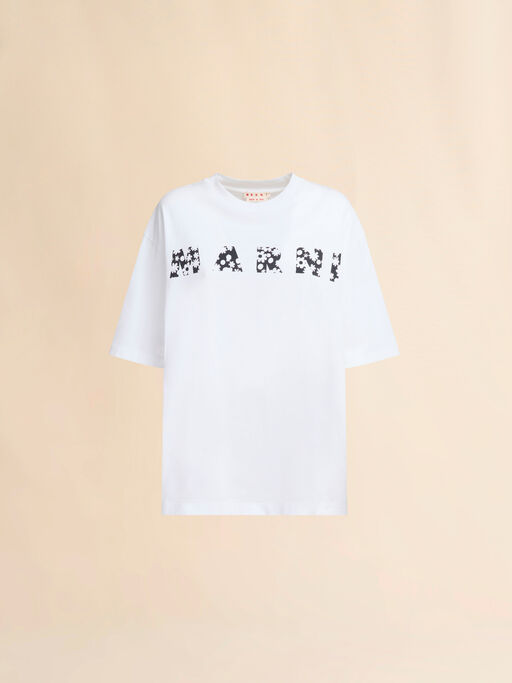 Black cotton T-shirt with Marni Pop Fields logo - T-shirts
