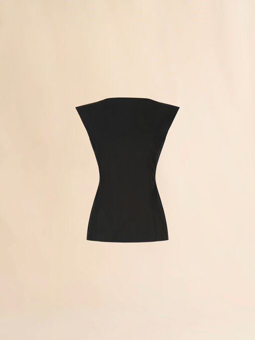 Black poplin sculpted corset top - Shirts